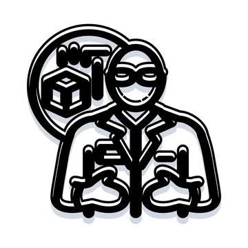 Scientist in virtual reality presenting 3d technology Illustrazione stock