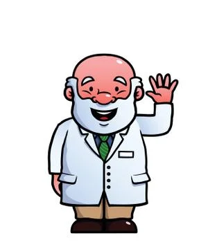 Scientist waving at camera Stock Illustration