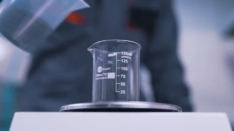 The scientist weighs the material in the lab Stock Footage 112152794