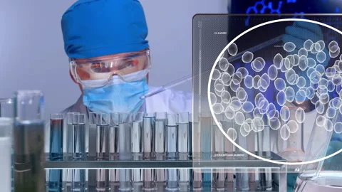 Scientist Work with Tubes  Stock Footage 163046967