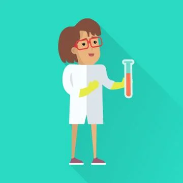 Scientist at Work Vector Flat Style Illustration Stock Illustration