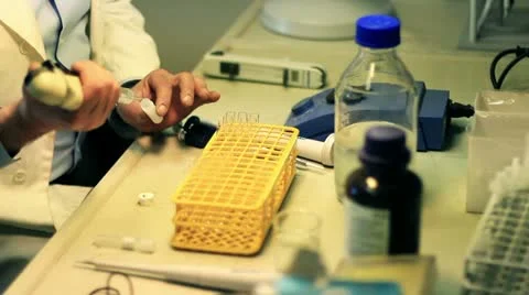 Scientist working at the chemistry laboratory Stock Footage 20443322