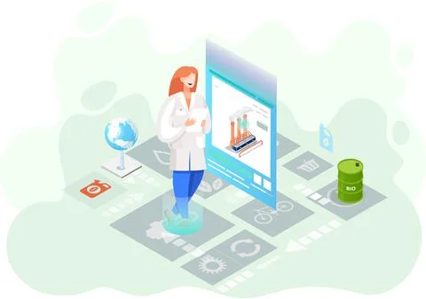 Scientist working with eco-friendly technology. Green energy development for Stock Illustration