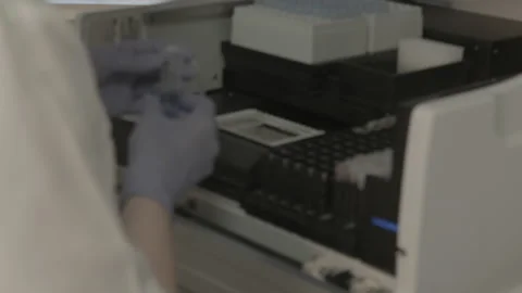 Scientist working in lab. Doctor analyzing, research Video stock 143160732