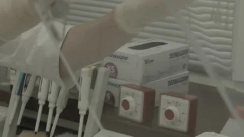 Scientist working in lab. Doctor analyzing, research Video stock 143161088