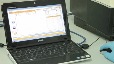 Scientist working in the laboratory with the computer Stock Footage 136279643