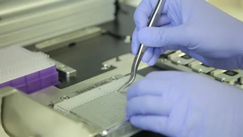 Scientist working in the laboratory with DNA and blood Stock Footage 136401231