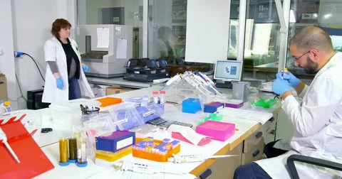 Scientist working at the laboratory Stock Footage 66744883