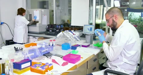 Scientist working at the laboratory Stock Footage 66744915