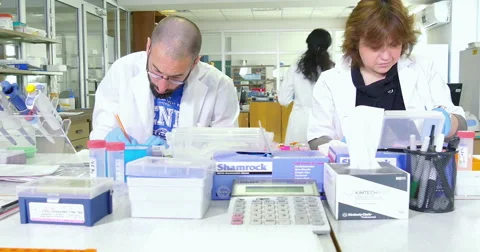 Scientist working at the laboratory Stock Footage 66744924