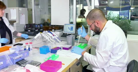Scientist working at the laboratory Stock Footage 66745789