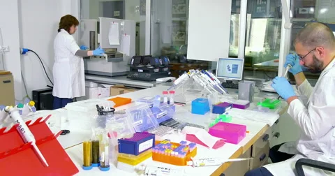 Scientist working at the laboratory Stock Footage 66745810