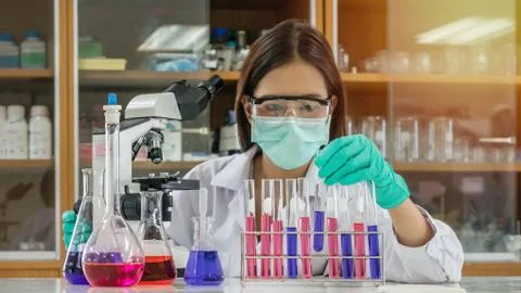 Scientist working at laboratory 스톡 사진