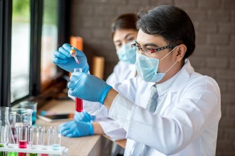 Scientist working at the laboratory Stock Photos