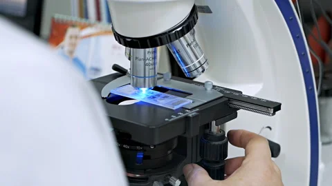 Scientist working at the laboratory.Lab microscope Stock Footage 121213389