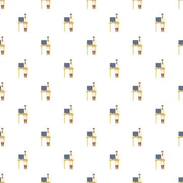 Scientist working on laptop in lab seamless pattern Illustrazione stock