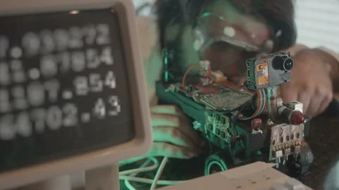 Scientist working on robot Stock Footage