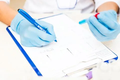 Scientist working with samples Stock Photos