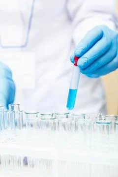 Scientist working with samples Stock Photos