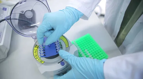 Scientist working with samples in tubes Video stock 1805776