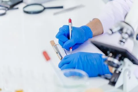 Scientist working in science lab, Research and develop new medicine formula.. Stock Photos