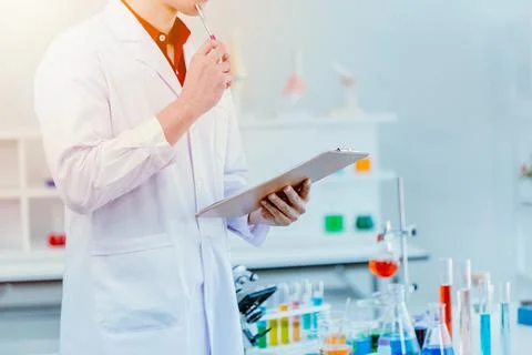 Scientist working in science lab, Research and develop new medicine formula.. Stock Photos