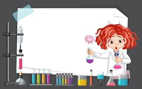 Scientist working with science tools in lab around frame template Stock Illustration
