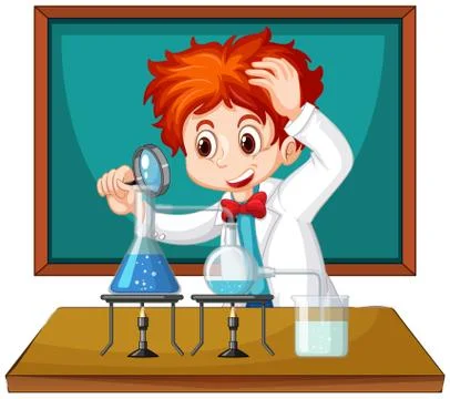 Scientist working with science tools in lab Ilustração Stock
