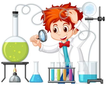 Scientist working with science tools in lab Ilustração Stock