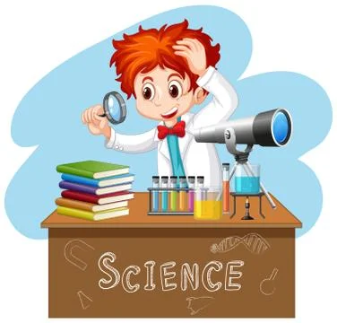 Scientist working with science tools in lab Illustrazione stock