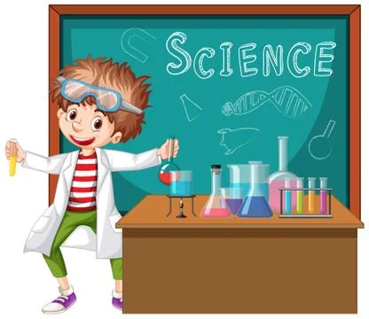 Scientist working with science tools in lab Illustrazione stock