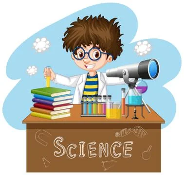 Scientist working with science tools in lab Ilustração Stock
