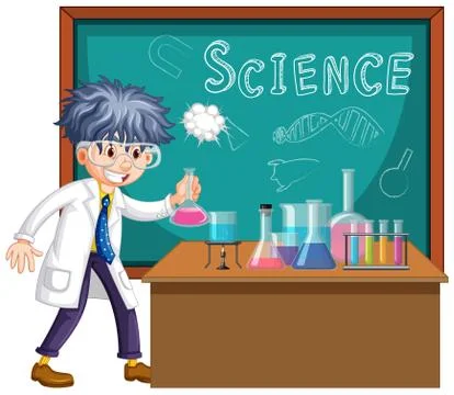 Scientist working with science tools in lab Ilustração Stock