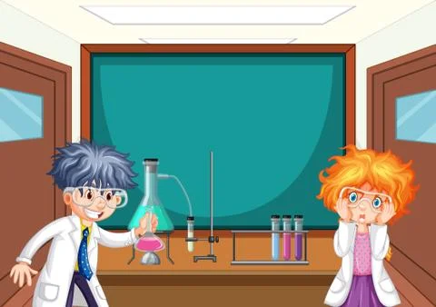 Scientist working with science tools in lab Illustrazione stock