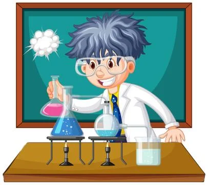 Scientist working with science tools in lab Stock Illustration