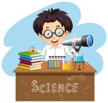 Scientist working with tools on the table Ilustração Stock