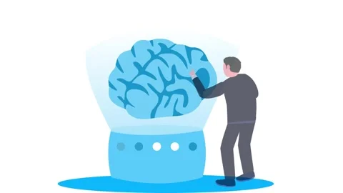 Scientist working on virtual reality brain technology animation Stock Footage 241836292