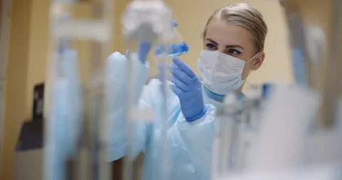 Scientist working on virus cure at laboratory Stock Footage 126291835