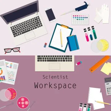 Scientist workspace Stock Illustration