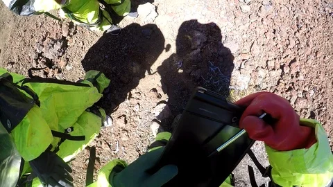 Scientist writing on notepad in mars landscape Stock Footage 93533784