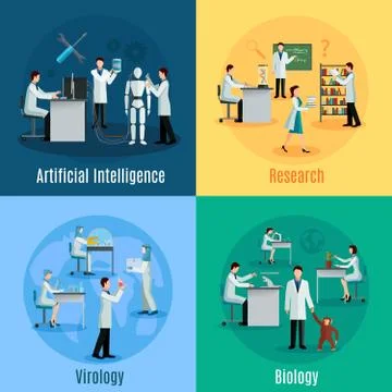 Scientists 2x2 Design Concept Set Stock Illustration