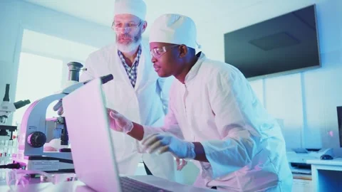 Scientists analyzing samples in modern laboratory Stock Footage 306587697