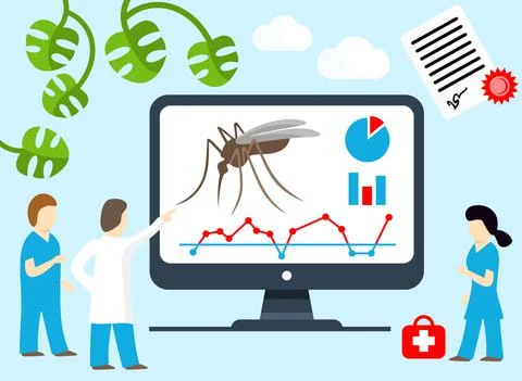 Scientists and doctors probe new ways to control malaria and mosquito Stock Illustration