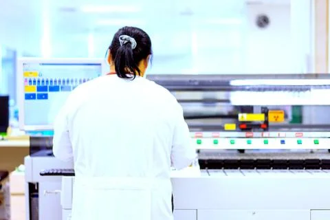 Scientists are actively working in the laboratory. Stock Photos