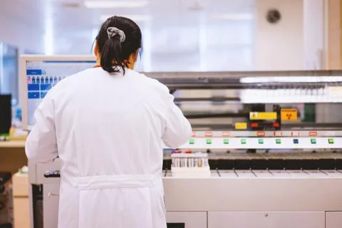 Scientists are actively working in the laboratory. Stock Photos