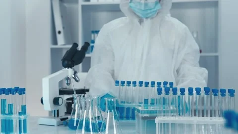 Scientists are developing and testing methods to protect against viruses, taking Stock Footage 257025929