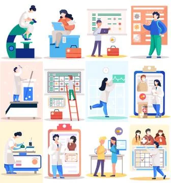 Scientists are developing a cure for the virus, its prevention. Medical worker Stock Illustration