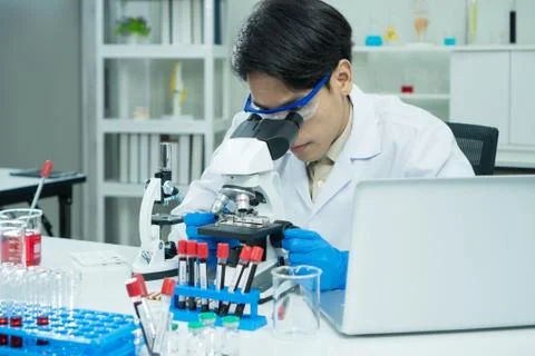 Scientists are doing experiments in the lab. Stock Photos