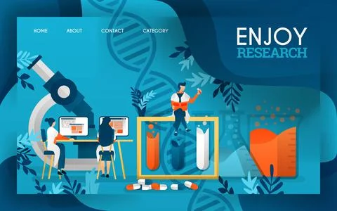 Scientists are enjoying the process of researching drugs and liquid substance Stock Illustration