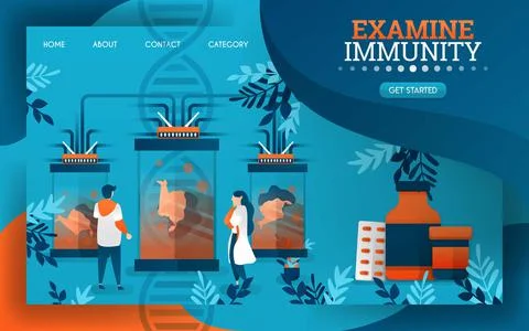 Scientists are examining and examining the immune system of the human body. f Stock Illustration